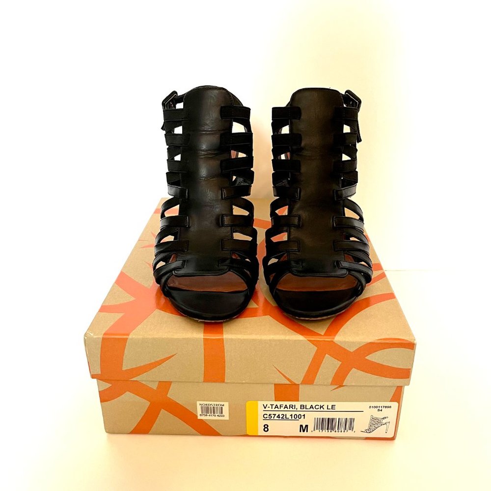 VIA SPIGA Sexy Black Leather Gladiator Strappy Heel - Size 8